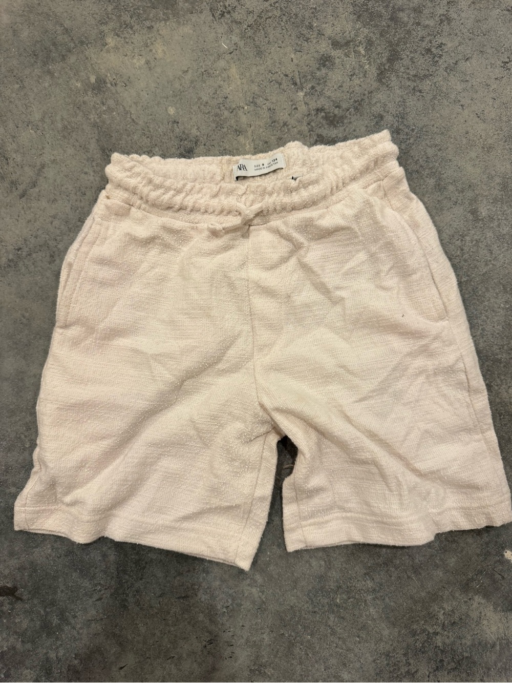 Zara Pale Pink Terry Shorts with Elastic Waistband